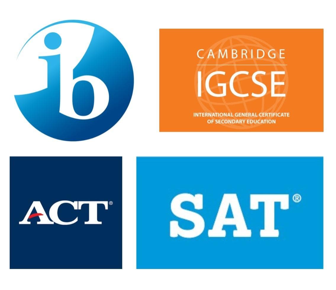 IB, IGCSE, ACT & SAT logos